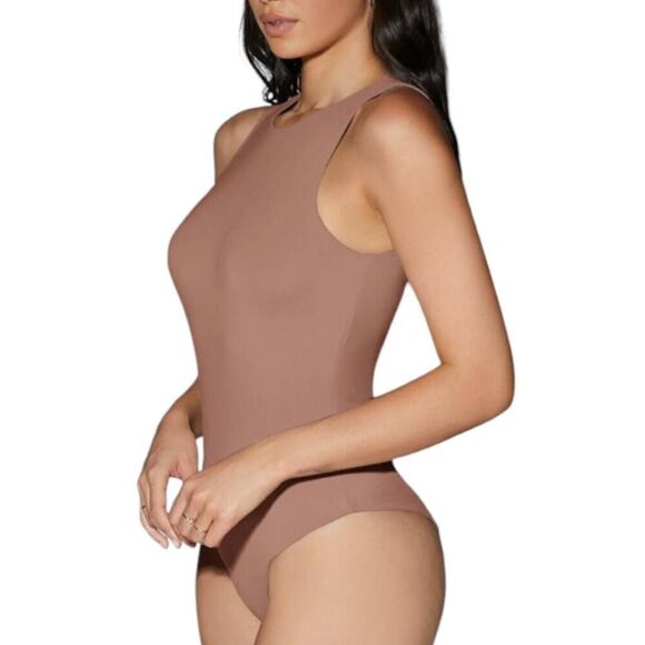 SHEIN BACK TO BASICS TAN BODYSUIT SZ.S NWT - Picture 2 of 11